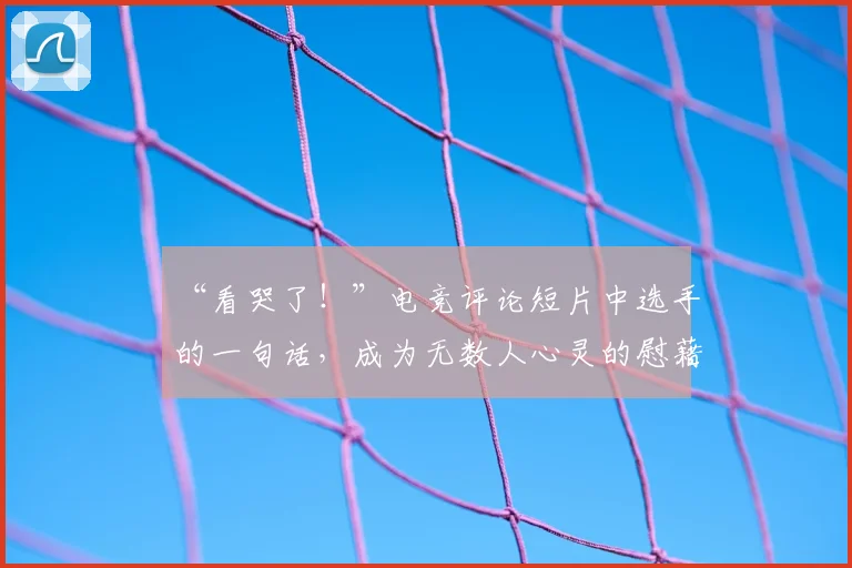 “看哭了！”电竞评论短片中选手的一句话，成为无数人心灵的慰藉